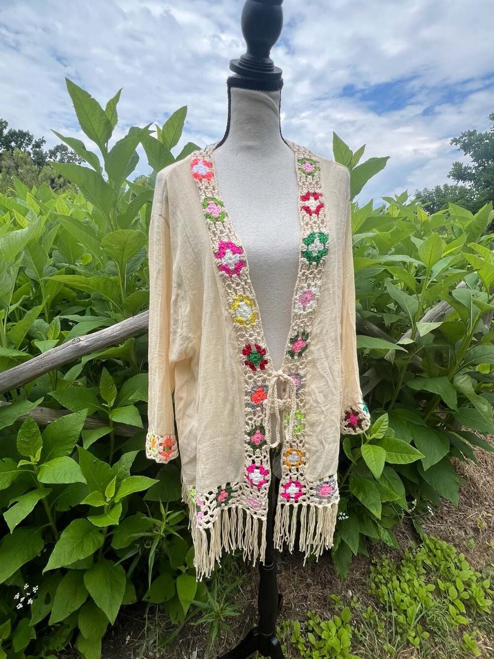 Kindred Crochet Granny Square Fringe Cardigan 1X
